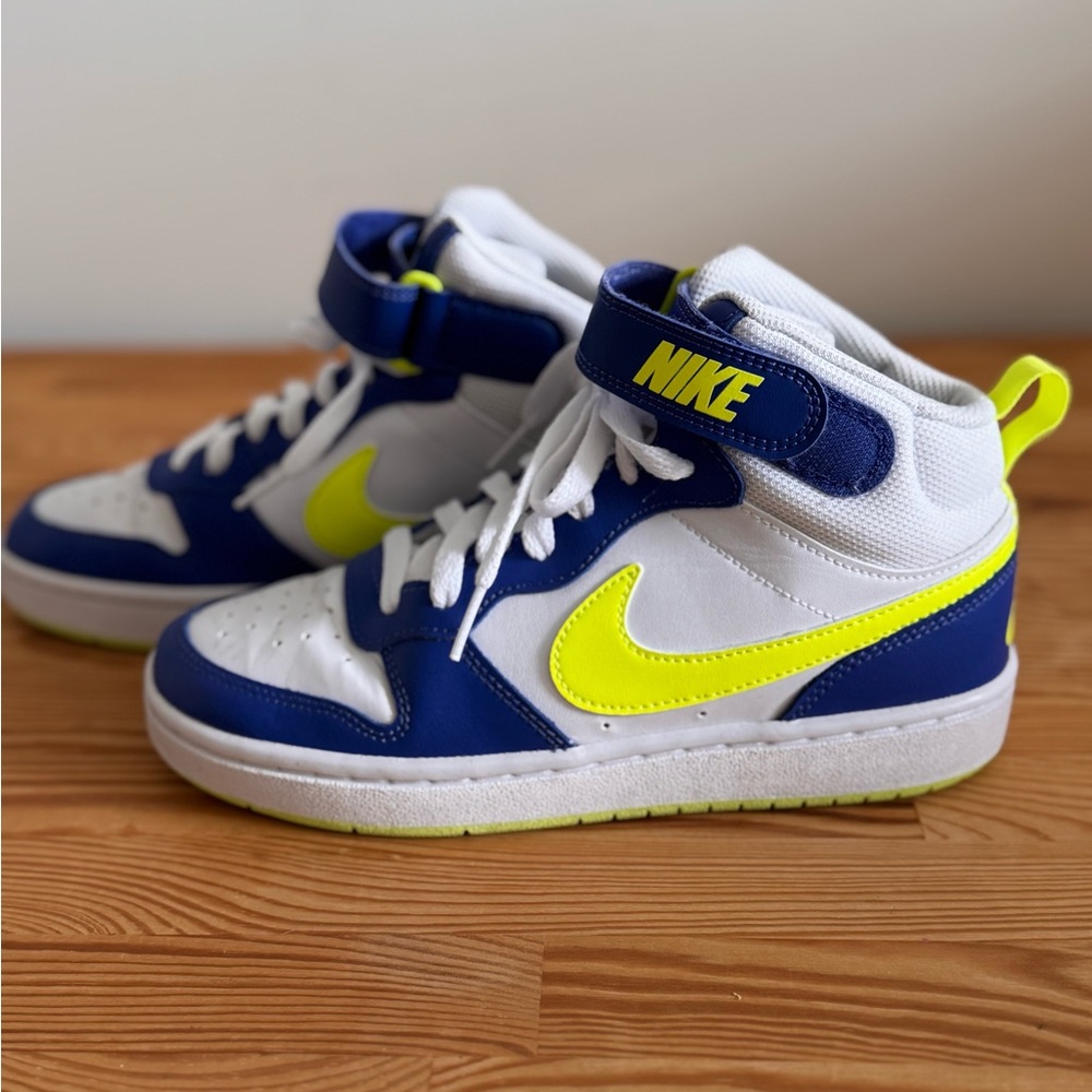 Nike Kids Sneakers - White, Blue, and Neon Yellow